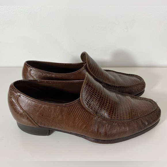 FLORSHEIM Imperial Loafer Mens Sz 11 Brown Dress Shoes Alligator Exotic Leather - Picture 1 of 12